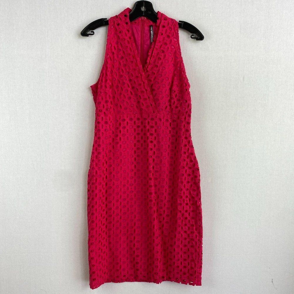 ANDREW MARC Pink Pattern Mesh Dress